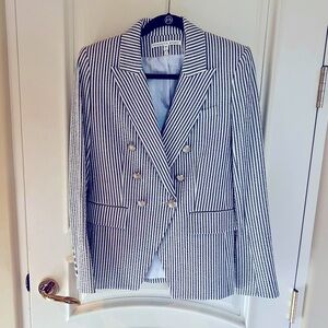 Veronica Beard Seersucker Dickey Jacket Gray White size 8